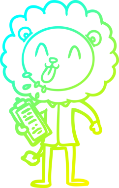 Bir insan tarafından çizilmiş mutlu çizgi film aslanı çizimi.