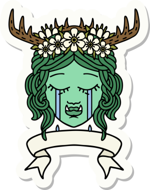 Bir insan tarafından çizilmiş ağlayan bir Ork Druid karakterinin çıkartması.