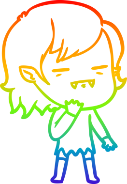 Gökkuşağı gradyan çizgi çizimi Bir insan tarafından çizilen ölümsüz vampir kız çizgi