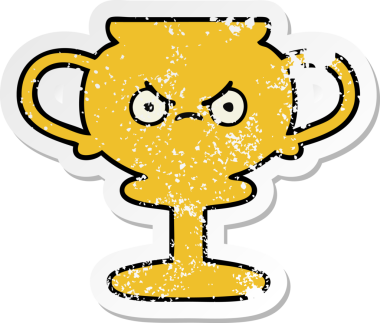 Bir insan tarafından çizilmiş sevimli bir karikatür kupasının sıkıntılı çıkartması.