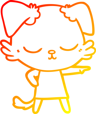 Bir insan tarafından çizilmiş sevimli bir köpeğin sıcak çizgi çizgisi.