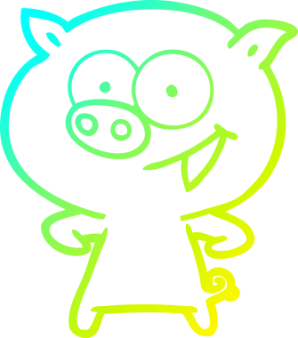 Bir insan tarafından çizilmiş neşeli bir domuz çizgi filmi.