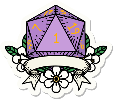 Bir insan tarafından çizilmiş doğal bir d20 zar etiketi.