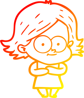 Bir insan tarafından çizilmiş mutlu bir çizgi film kızı çizimi