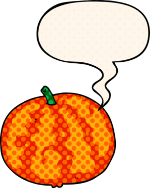 Bir insan tarafından çizilmiş çizgi roman tarzında konuşma balonlu karpuz.