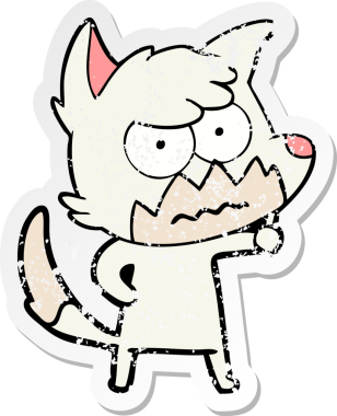 Bir insan tarafından çizilmiş, sıkıntılı bir çizgi film çıkartması.