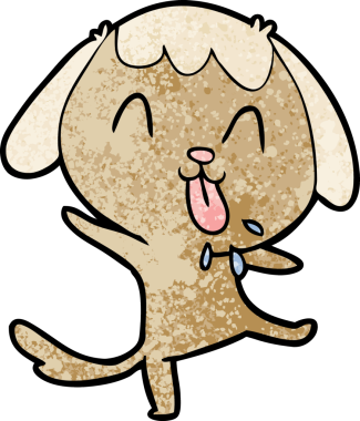 Bir insan tarafından çizilmiş şirin bir çizgi film köpeği.