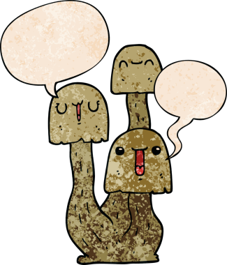 bir insan tarafından çizilmiş eski moda konuşma baloncuklu mantar.