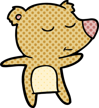 Bir insan tarafından çizilmiş mutlu çizgi film ayısı.