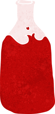 Bir insan tarafından çizilmiş karikatür şişesi.