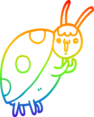 Gökkuşağı gradyan çizgisi bir insan tarafından çizilmiş şirin bir uğur böceğinin çizimi