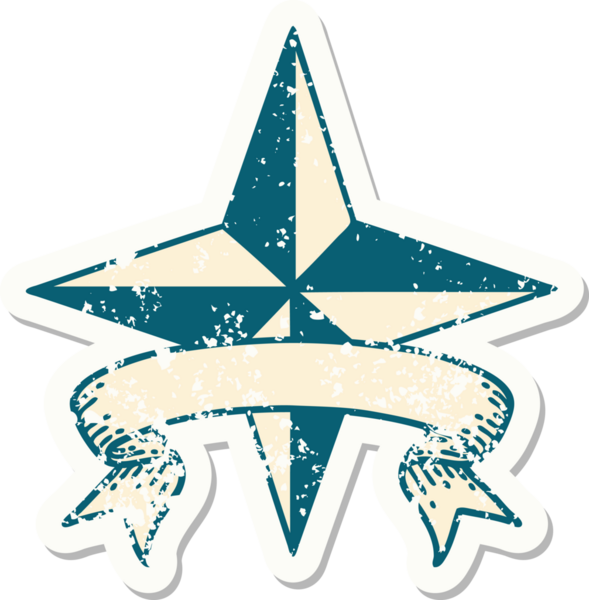 Bir insan tarafından çizilmiş yıldız sembolünün bayrağını taşıyan eski bir etiket.