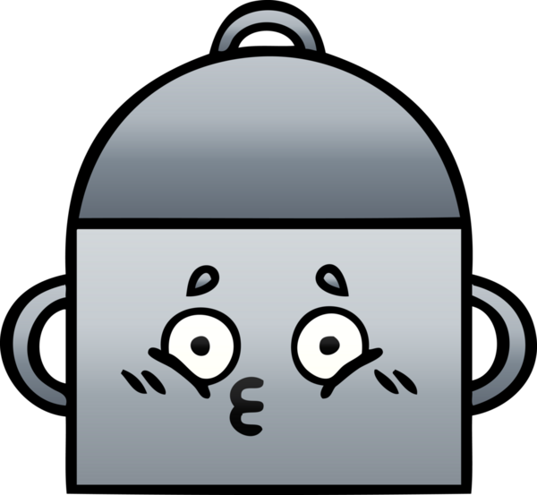 Bir insan tarafından çizilmiş tencerenin gölgeli karikatürü.