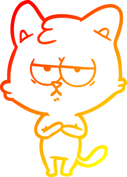 Bir insan tarafından çizilmiş sıkılmış çizgi film kedisinin sıcak çizgi çizgisi.