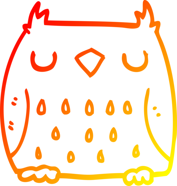 Bir insan tarafından çizilmiş sevimli bir baykuşun sıcak çizgi çizimi