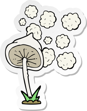 Bir insan tarafından çizilmiş karikatür mantarı çıkartması.