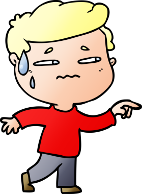 Çizgi filmdeki endişeli adam bir insan tarafından çizilmiş.