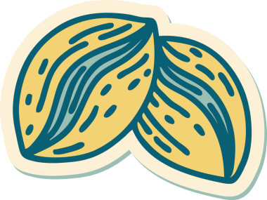 Bir insan tarafından çizilmiş geleneksel kahve çekirdeği stili dövme çıkartması.