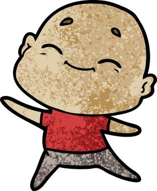 Bir insan tarafından çizilmiş mutlu, kel adam.