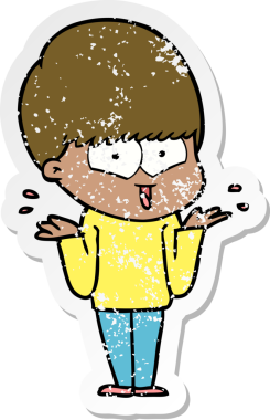 Bir insan tarafından çizilmiş mutlu bir çocuğun sıkıntılı çıkartması.