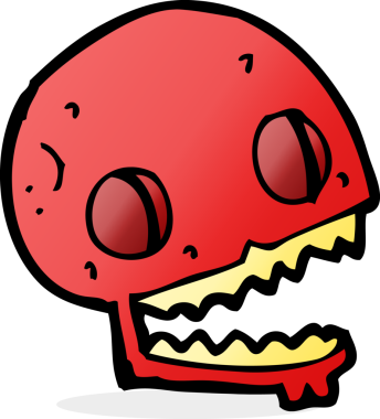 Bir insan tarafından çizilmiş ürkütücü bir kafatası.