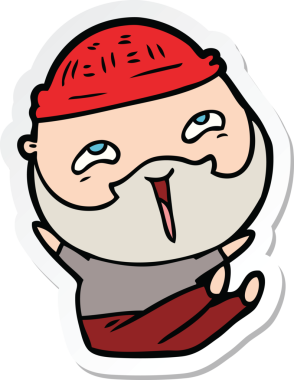 Bir insan tarafından çizilmiş mutlu sakallı bir adamın çıkartması.