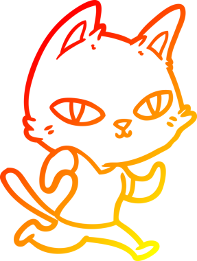 Bir insan tarafından çizilen çizgi film kedisinin sıcak çizgi çizimi