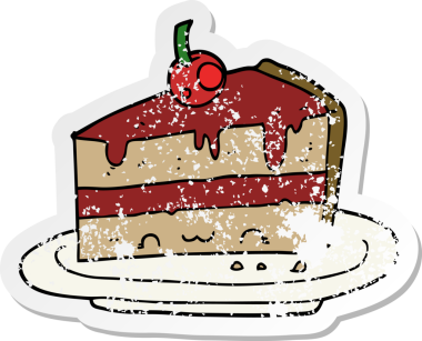 Bir insan tarafından çizilmiş karikatür pastasının sıkıntılı etiketi.