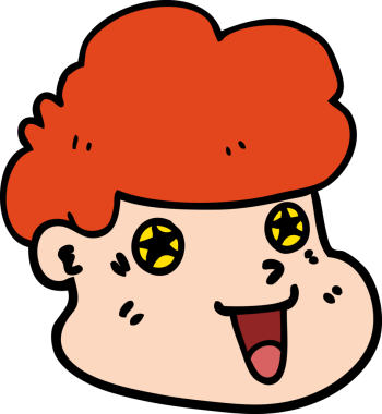 Bir insan tarafından çizilmiş çizgi film çocuğunun yüzü.