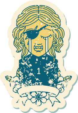 Retro Dövme Tarzı Ağlayan Ork Haydut Karakteri Bir insan tarafından çizilmiş doğal bir rulo