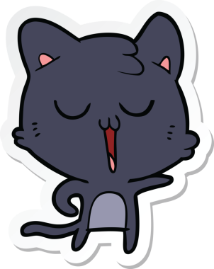 Bir insan tarafından çizilmiş çizgi film kedisinin çıkartması.