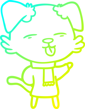 Bir insan tarafından çizilmiş bir çizgi film köpeğinin soğuk çizgi çizimi.