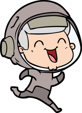 Bir insan tarafından çizilmiş mutlu astronot çizgi filmi.