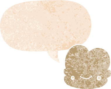 grunge 'da konuşma baloncuğu olan karikatür bulutu bir insan tarafından çizilmiş rahatsız edilmiş retro dokuma tarzı