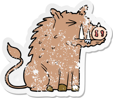 Bir insan tarafından çizilmiş karikatür yaban domuzu çıkartması.