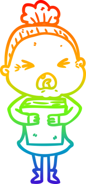 Bir insan tarafından çizilmiş kızgın yaşlı bir kadının çizimi.