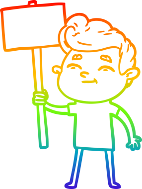 Gökkuşağı gradyan çizimi mutlu bir çizgi film adamı bir insan tarafından çizilmiş