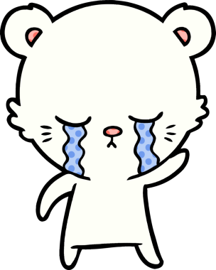 Bir insan tarafından çizilmiş üzgün küçük kutup ayısı çizgi filmi.