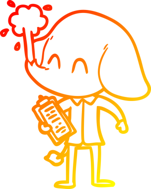 Bir insanın çizdiği suyu püskürten sevimli bir filin sıcak çizgi çizgisi.