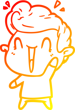 Bir insan tarafından çizilmiş, heyecanlı bir çizgi film çizimi.