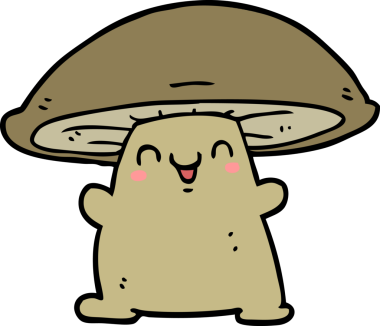 Bir insan tarafından çizilmiş mantar karakteri.