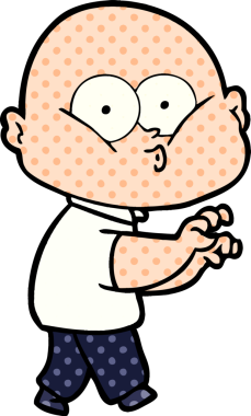 Bir insan tarafından çizilmiş kel bir adam.