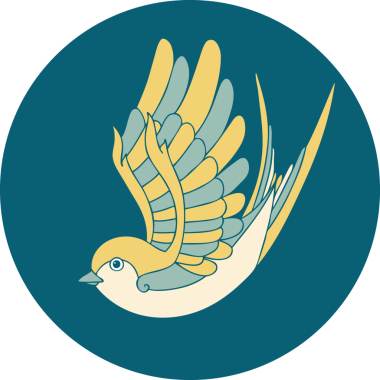 Bir insanın çizdiği bir kırlangıcın ikonik dövme şekli