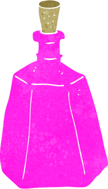 Bir insan tarafından çizilmiş bir iksir şişesi.