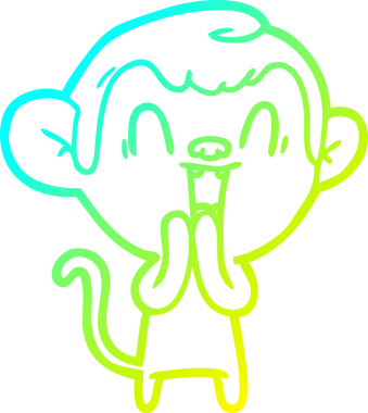 Bir insan tarafından çizilmiş gülen maymun çizgi çizimi.