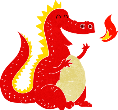 Bir insan tarafından çizilmiş ateş püskürten ejderha.