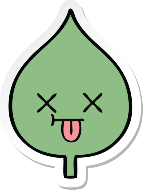 Bir insan tarafından çizilmiş sevimli bir çizgi film yaprağının çıkartması.