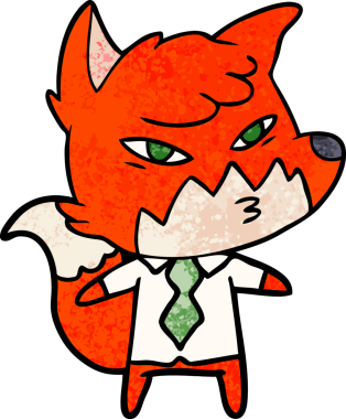 Bir insan tarafından çizilmiş akıllı çizgi film tilkisi.