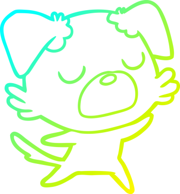 Bir insan tarafından çizilen çizgi film köpeğinin soğuk gradyan çizgisi.