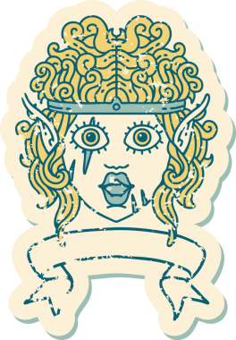 Retro Dövme Tarzı Elf Barbar karakter yüzü Bir insan tarafından çizilmiş pankartıyla